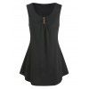 Débardeur Boutonné en Couleur Unie à Col Rond - Noir 3XL