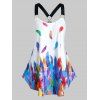 Débardeur Anneaux en O Plume Colorée de Grande Taille - Blanc 5X