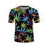 Colorful Maple Leaf Print Short Sleeve Crew Neck T Shirt - multicolor XL