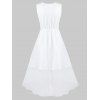 Gem Print Slit Front Sleeveless High Low Dress - WHITE XL