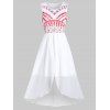 Gem Print Slit Front Sleeveless High Low Dress - WHITE XL