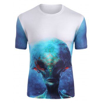 Image of Abstract Alien Graphic Crew Neck Casual T Shirt