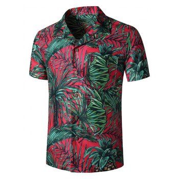 

Tropical Leaf Print Beach Pocket Shirt, Multicolor b