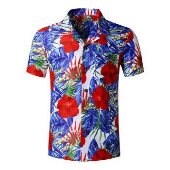 

Wildflower Print Pocket Beach Short Sleeve Shirt, Multicolor