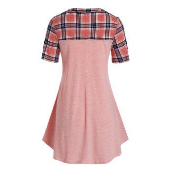 

Plus Size Plaid Half Zip T Shirt, Bean red