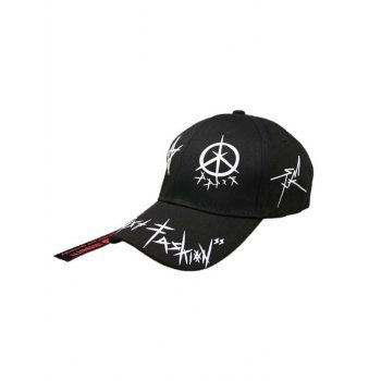 

Star Grafitti Print Adjustable Baseball Cap, Black
