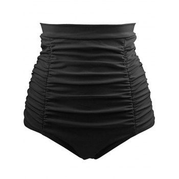 

Tummy Control Swimsuit Bottom Ruched High Rise Bikini Swimwear Bottom, Black