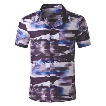 

Pocket Patch Print Casual Beach Shirt, Multicolor a