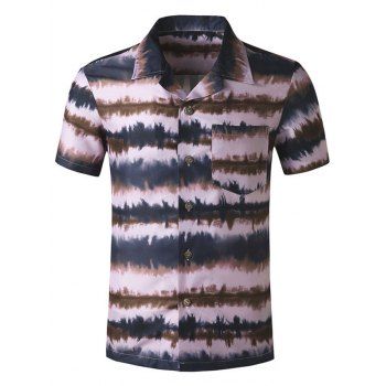 

Pocket Patch Print Casual Beach Shirt, Multicolor b