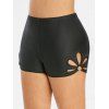 Short de Bain Découpé Bague en O en Couleur Unie de Grande Taille - Noir L