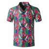 Chemise de Plage à Imprimé Perroquet et Papillon à Manches Courtes avec Poche - multicolor XS