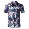 Chemise Boutonnée Motif de Lettre en Blocs de Couleurs avec Poche - multicolor S