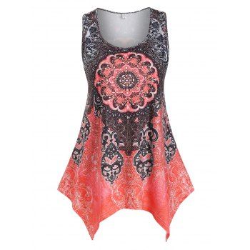 

Plus Size Printed Handkerchief Tank Top, Light pink