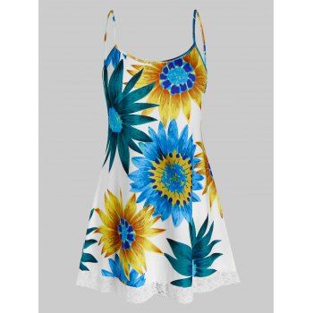 

Plus Size Sunflower Print Tank Top, White