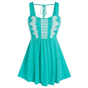 

Plus Size Applique Fit And Flare Tank Top, Sea green