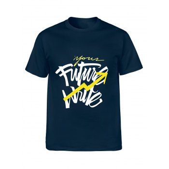 

Letter Graphic Print Basic T Shirt, Cadetblue