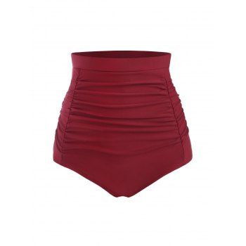 

Ruched High Rise Bikini Bottom, Deep red