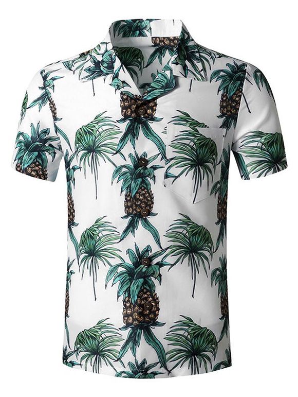Chemise Hawaïen Ananas Tropical Imprimé Boutonnée avec Poche - multicolor XL