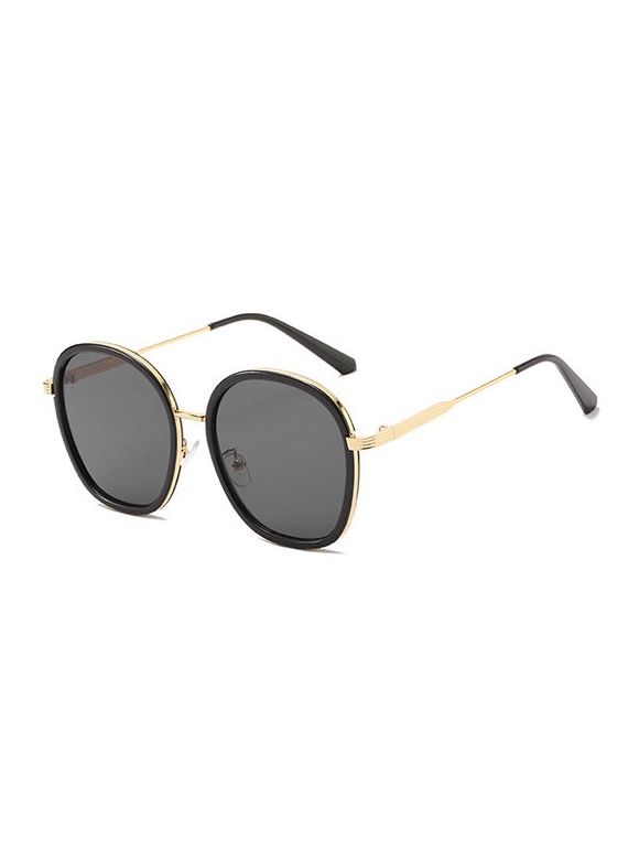 Lunettes de Soleil Rétro Rondes en Métal Anti UV - Noir 