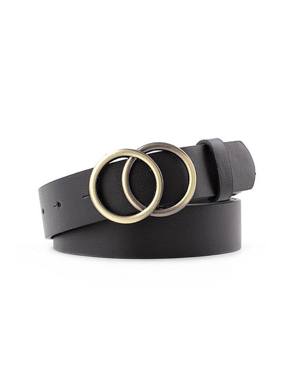 Double Rings Jeans Buckle Belt - BLACK 