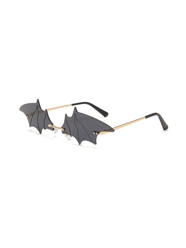 Bat Wing Shape Rimless Cool Sunglasses - BLACK 