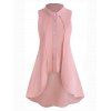 Blouse Superposée Haute Basse sans Manches Grande Taille - Rose 5X