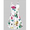 Robe Trapèze Dinosaure Imprimé à Bretelle de Grande Taille - Blanc 3X