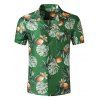 Chemise Hawaïenne à Imprimé Feuille Fleur à Manches Courtes avec Poche - multicolor A S