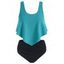 Maillot de Bain Tankini Texturé à Volants - Vert S