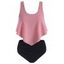 Maillot de Bain Tankini Texturé à Volants - Rose clair S