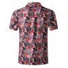 Tropical Leaf Print Pocket Beach Shirt - multicolor S