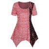 T-shirt Mouchoir en Dentelle Insérée - Rose Rosé 2XL