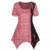 T-shirt Mouchoir en Dentelle Insérée - Rose Rosé 3XL