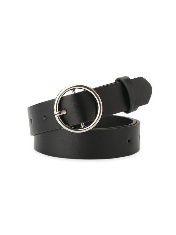 Ceinture en PU avec Boucle Ronde - Noir SILVER