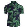 Leaf Print Pocket Beach Shirt - multicolor A M