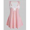 Débardeur Ajouré Papillon Applique de Grande Taille - Rose clair 5X