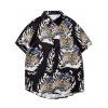 Geisha Samurai Tiger Print Pocket Shirt - BLACK 2XL