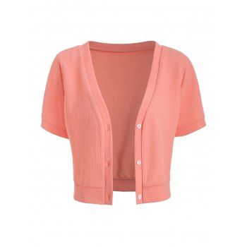 

Plus Size Button Up Crop Tee, Light pink