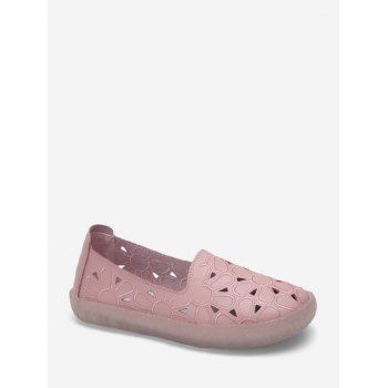 

Floral Embroidery Hollow Out Flat Shoes, Pink