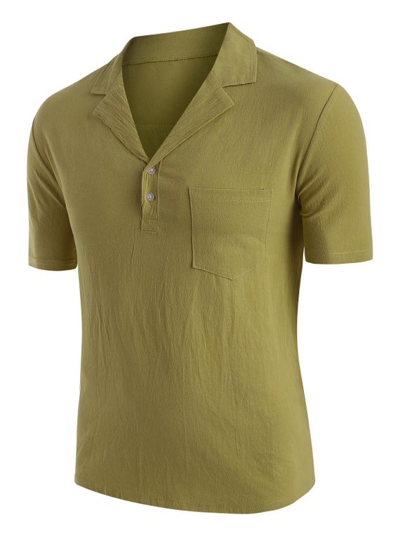 T-shirt en Couleur Unie avec Poche Poitrine - Vert clair L