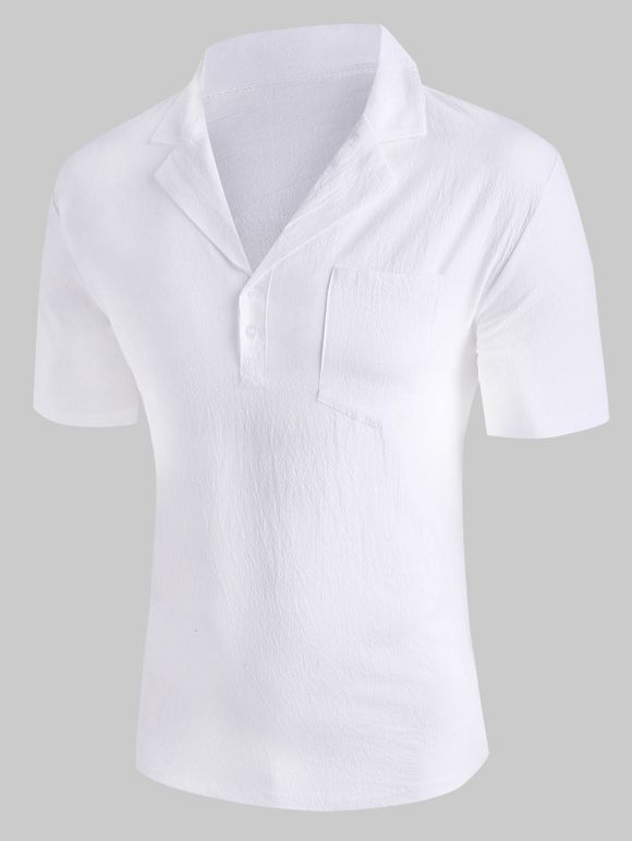 T-shirt en Couleur Unie avec Poche Poitrine - Blanc 3XL
