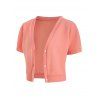 T-shirt Court Boutonné de Grande Taille - Rose clair L