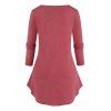 Plus Size Applique Panel Long Sleeve Tunic Tee - RED 4X