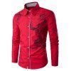 Chemise Boutonnée Motif de Dragon - Rouge L