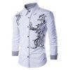 Chemise Boutonnée Motif de Dragon - Blanc L