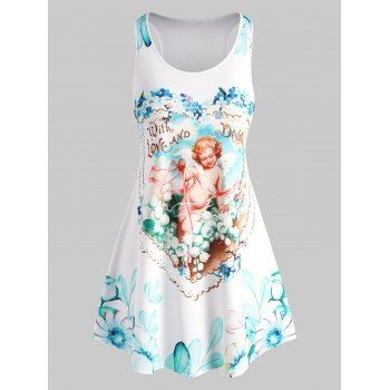 Image of Angel Floral Sleeveless Plus Size Mini Dress