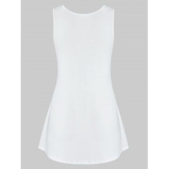 

Plus Size Patterned Round Neck Tunic Tank Top, White