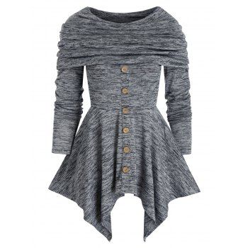 

Space Dye Print Fold Over Handkerchief T-shirt, Dark gray