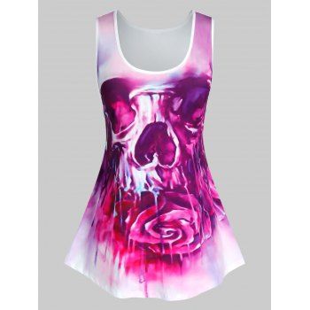 

Plus Size Binding Tie Dye Flower Tank Top, Light pink