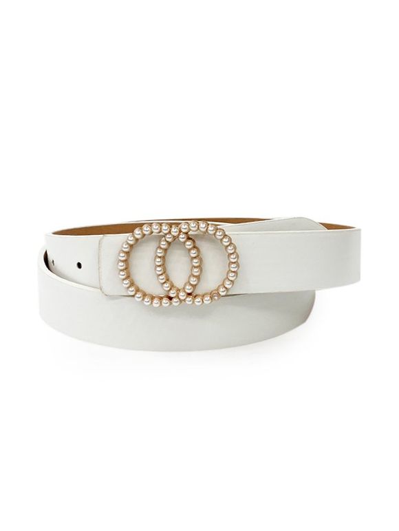 Ceinture à Double Cercles avec Fausse Perle - Blanc 
